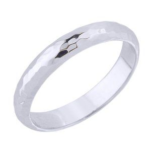 925 Sterling Silver Hammered Wedding Band Unisex Ring 4 mm Thumb Unisex